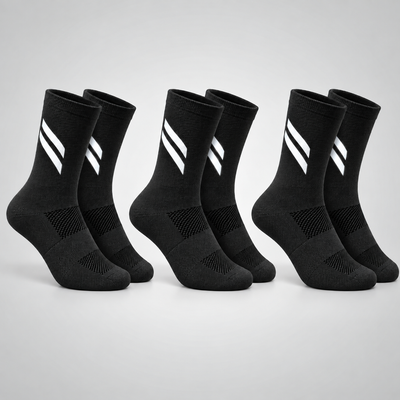Core Premium Reflective Socks - Black (3 Pack)
