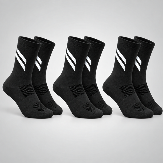 Core Premium Reflective Socks - Black (3 Pack)